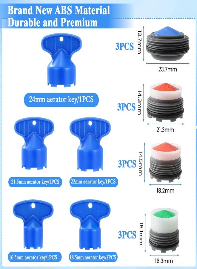 CoolShef مجموعة أدوات إزالة مهويات الصنابير من CoolShef، 17 قطعة - 12 مهوية صنبور مع محددات تدفق و5 مفاتيح مهويات، طقم مفاتيح مهويات للأحواض بمقاسات M16.5، M18.5، M21.5، M24 مم للحمامات والمطابخ - Image 2